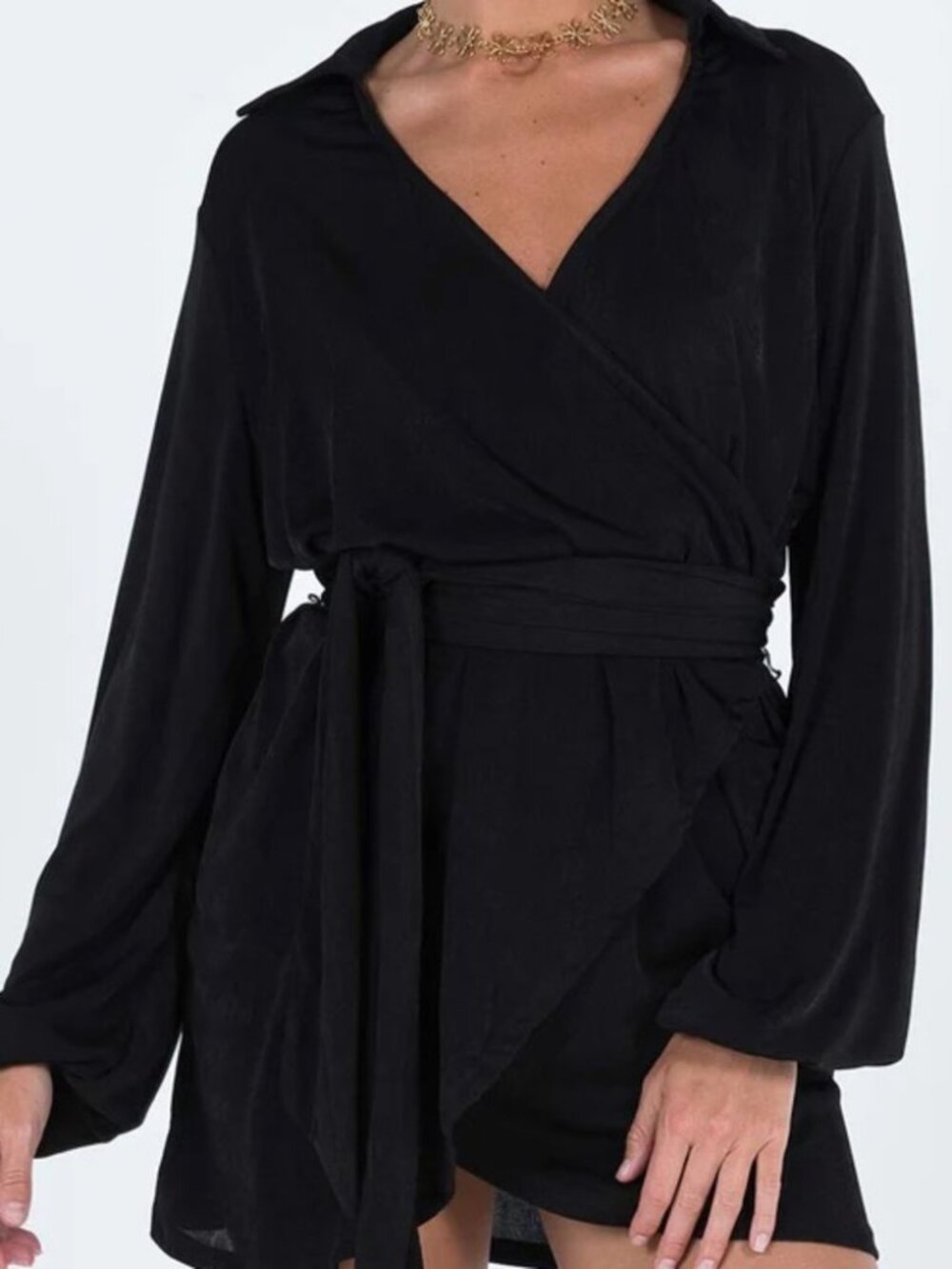 Princess Polly Party Time Wrap Dress, Black, US 6